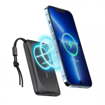 Batería externa Veger MagOn 10000 mAh blanca - compatible con MagSafe, PD QC3.0 20W carga inalámbrica