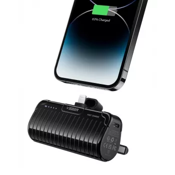 Veger PlugOn Batería externa (W0558P) 5000 mAh 20W PD QC3.0 con conector Lightning integrado Negro