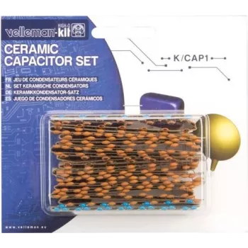 VELLEMAN K/CAP1 kit surtido de condensadores cerámicos, 224 uds., 16 valores, 10pF a 1µF, 50V, montaje pasante
