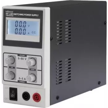 Velleman LABPS6005SM 60V 5A 300W fuente de alimentación de laboratorio DC regulada con pantalla LED, negro/gris