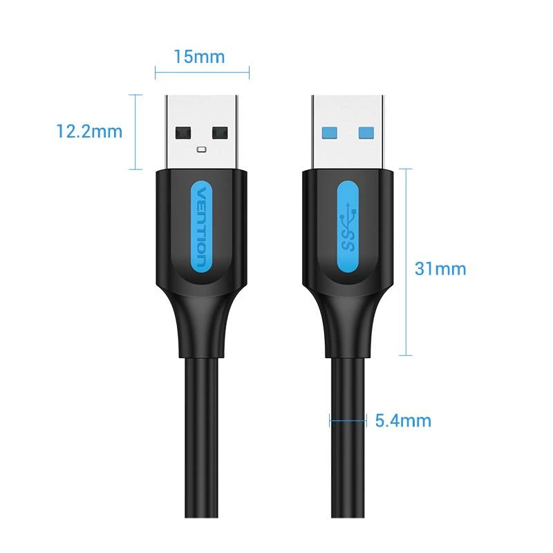 VENTION CONBI Cable USB 3.0 conector macho a conector macho 3 m negro