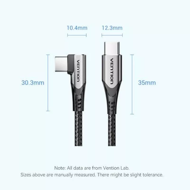 VENTION TRAHF Cable USB-C a USB-C 1m gris 10Gbps 100W PD 4K Vídeo