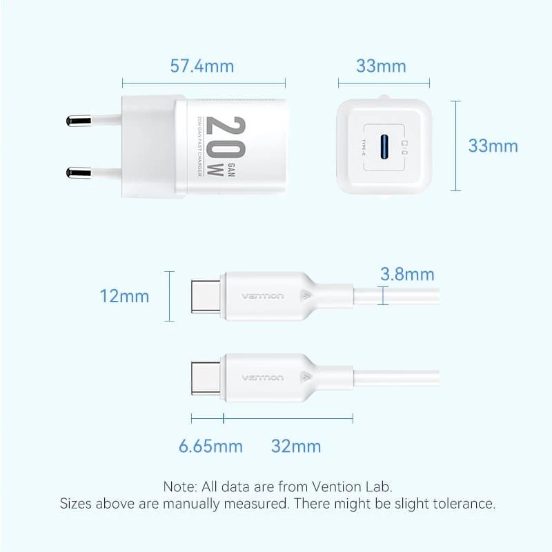 VENTION TZ-FEPW0-EU-01 fuente de alimentación USB-C 20W