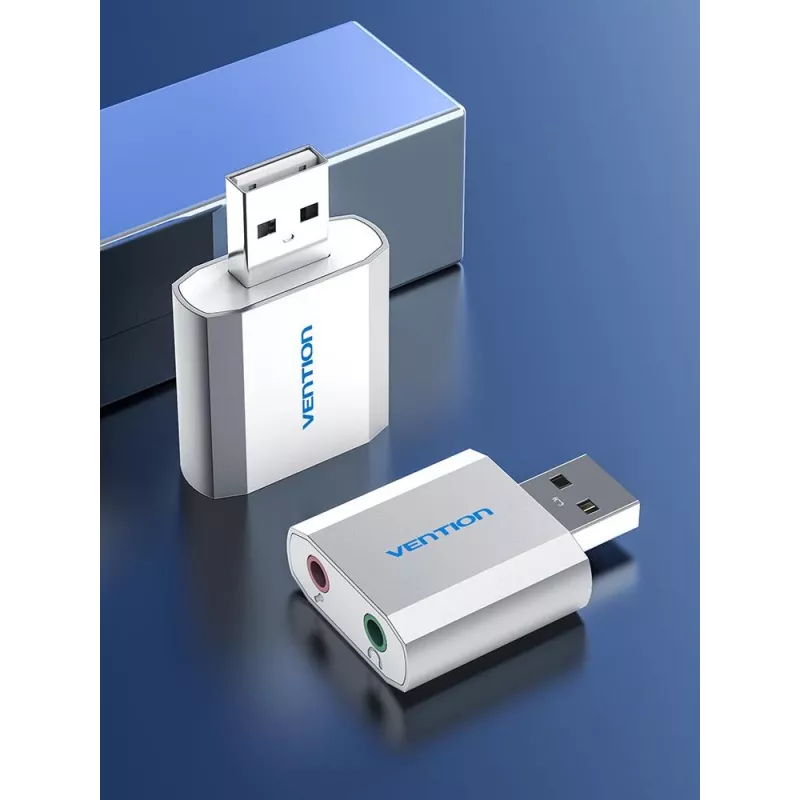 VENTION VAB-S13 Tarjeta de sonido USB 2.0 con hub de 2 puertos