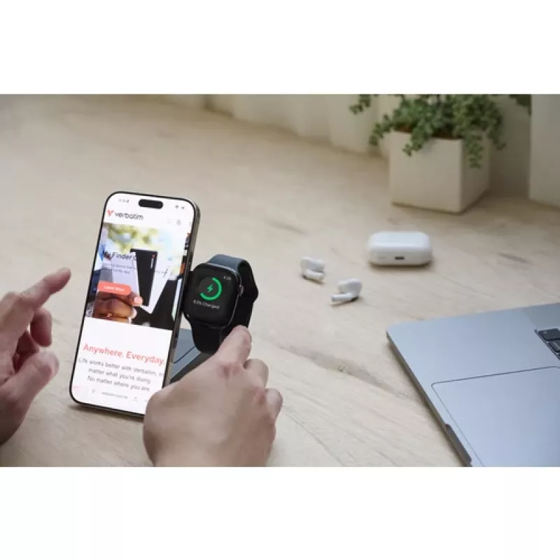 Batería externa Verbatim Charge 'n' Go Qi2 10000 mAh, montaje magnético, gris