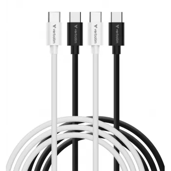 Verbatim Essentials Cable USB 2.0 USB-C a USB-C pack de 2, 1 m, Negro