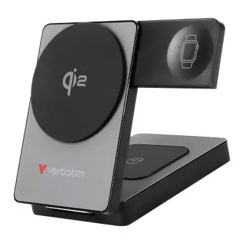 Verbatim batería externa inalámbrica magnética plegable 3 en 1 5000 mAh, gris, 32294