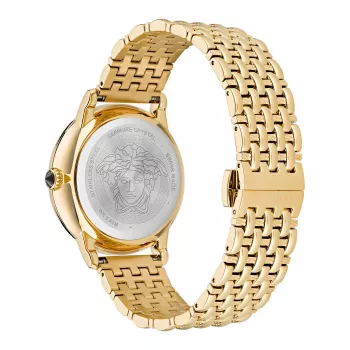 VERSACE reloj suizo de cuarzo unisex V-Circle VE6F00523 38mm esfera negra pulsera de cuero