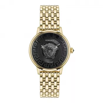 VERSACE reloj suizo de cuarzo unisex V-Circle VE6F00523 38mm esfera negra pulsera de cuero