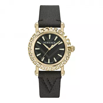 Versace V-Circle reloj para mujer Swiss Quarz VE6D00223 40mm esfera negra correa de piel