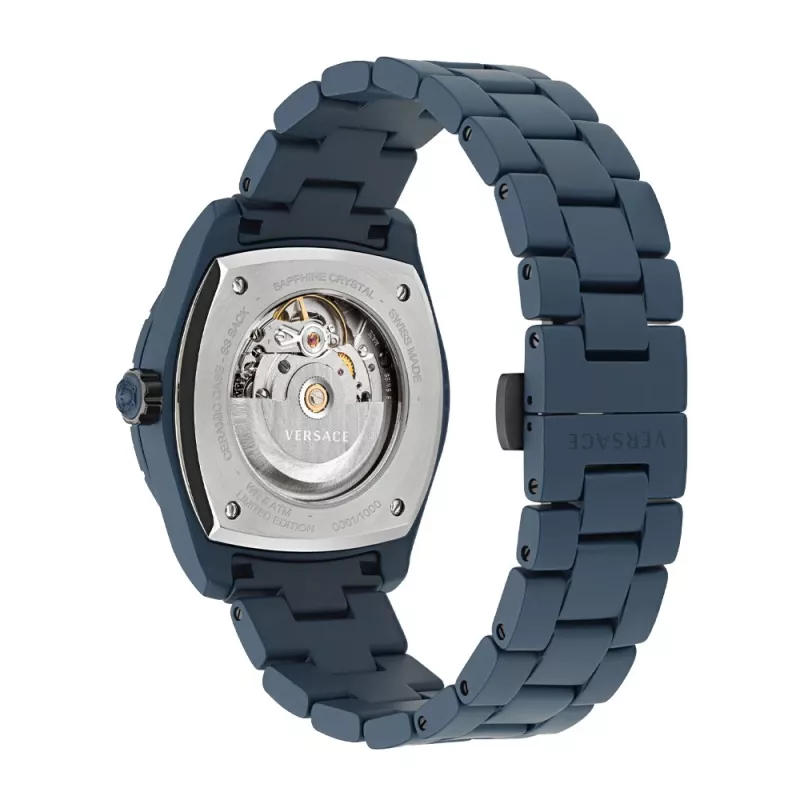 Versace V-Extreme Pro Reloj de hombre suizo de cuarzo VE7K00223 43mm Acero inoxidable Esfera negra Brazalete plateado
