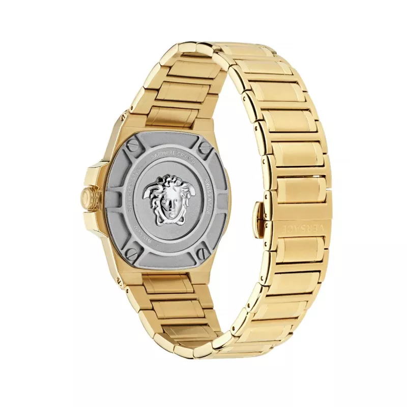 Versace reloj de mujer V-Motif Virtual VE3I00723 44mm suizo cuarzo esfera negra pulsera de cuero