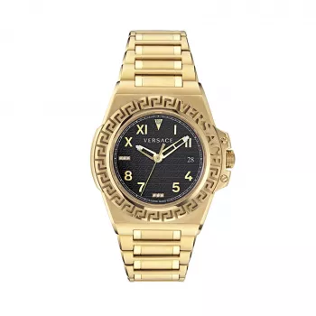 Versace reloj de mujer V-Motif Virtual VE3I00723 44mm suizo cuarzo esfera negra pulsera de cuero