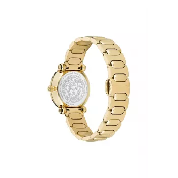 VERSACE V-Motif Reloj de mujer suizo de cuarzo VE6I00523 35mm esfera negra piel negra
