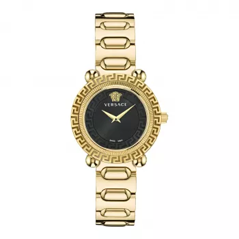 VERSACE V-Motif Reloj de mujer suizo de cuarzo VE6I00523 35mm esfera negra piel negra