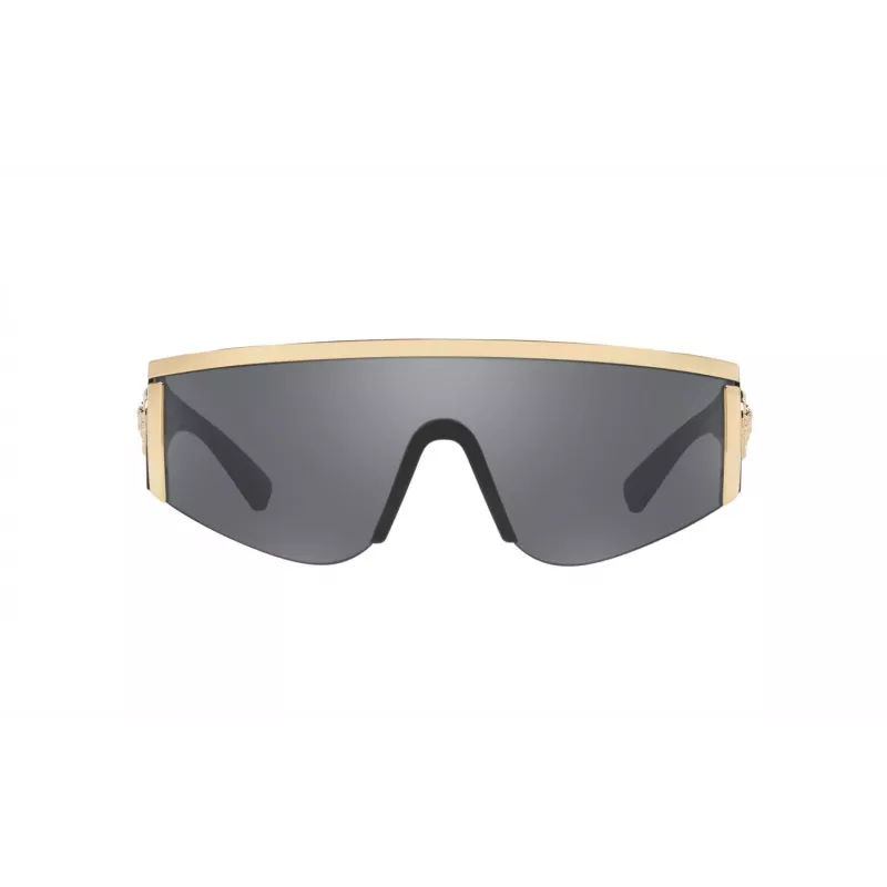 VERSACE VE2197-10006G Gafas de sol unisex Montura negra Lentes espejadas grises Piloto 140 mm