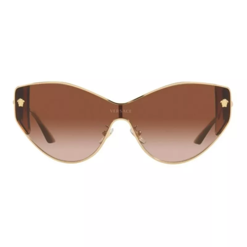 VERSACE VE2239-100213 gafas de sol de mujer Gold Shield lentes de policarbonato marrón 147mm