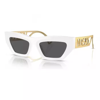 VERSACE VE4432U40187 Gafas de sol de mujer estilo ojo de gato - Montura acetato negra, lentes policarbonato grises, protección UV400