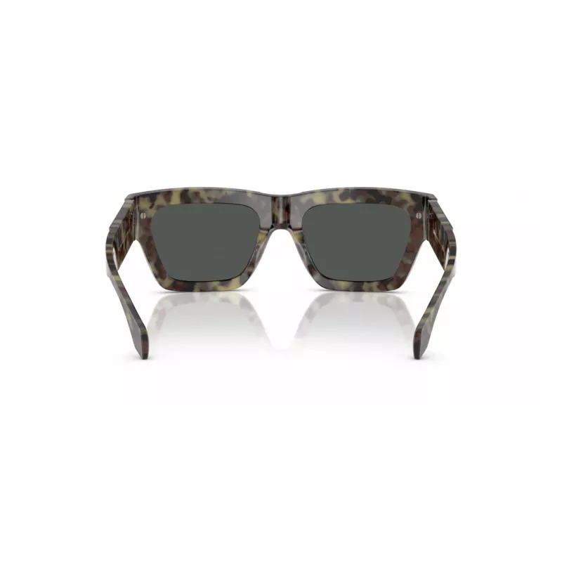 VERSACE VE4464-545687 Gafas de sol rectangulares de hombre, montura gris transparente, lentes gris oscuro, 52 mm