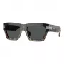 VERSACE VE4464-545687 Gafas de sol rectangulares de hombre, montura gris transparente, lentes gris oscuro, 52 mm