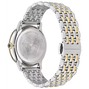 VERSACE VE6F00423 reloj de cuarzo suizo unisex 38mm esfera negra correa de piel