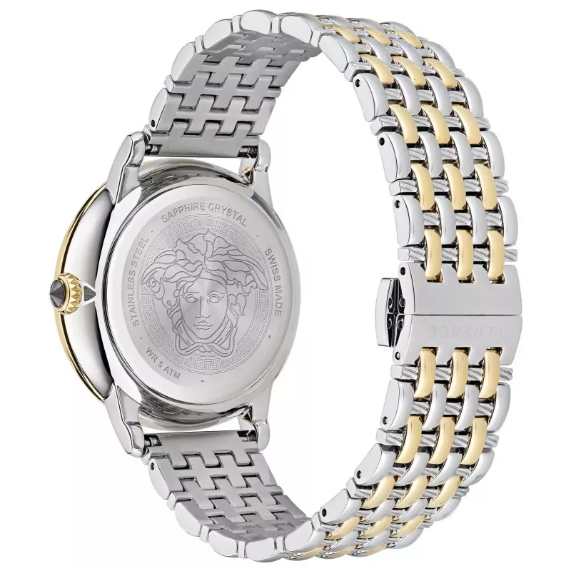 VERSACE VE6F00423 reloj de cuarzo suizo unisex 38mm esfera negra correa de piel