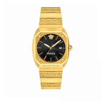 Reloj de mujer VERSACE VE8F00424 cuarzo, 44mm esfera negra con correa de piel