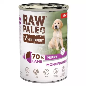 VETEXPERT Raw Paleo Cordero Cachorro Comida húmeda para perros 400g