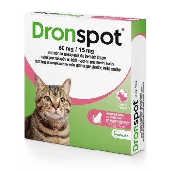 Vetoquinol DRONSPOT antiparasitario spot-on para gatos medianos (2,5-5 kg) - 2 pipetas
