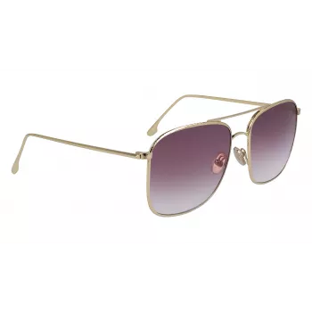 Victoria Beckham VB202S-712 Gafas de sol de mujer extragrandes cuadradas, montura de metal dorado, lentes marrones degradadas, 59 mm