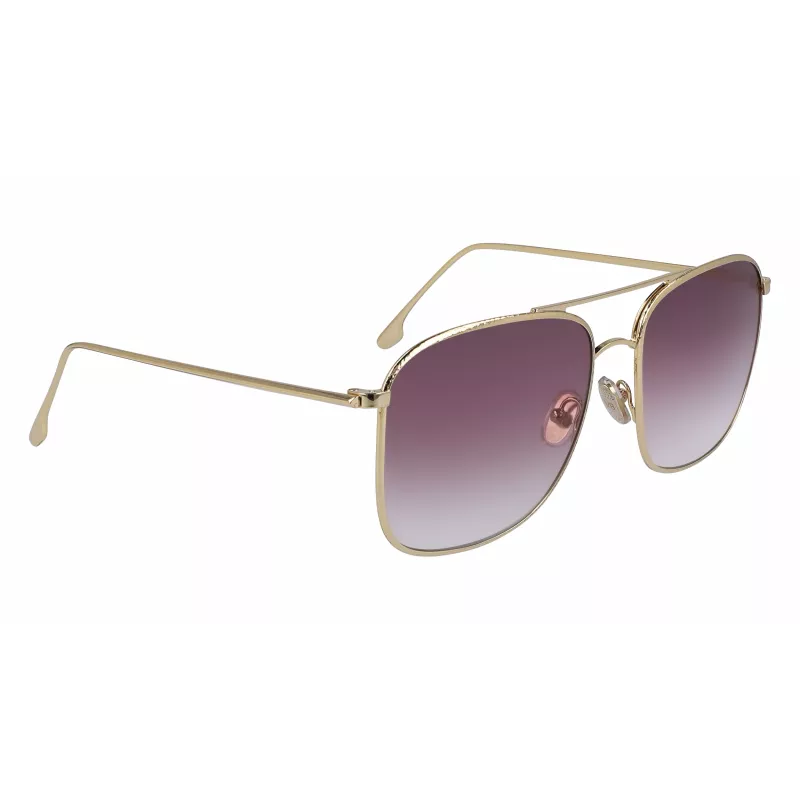 Victoria Beckham VB202S-712 Gafas de sol de mujer extragrandes cuadradas, montura de metal dorado, lentes marrones degradadas, 59 mm