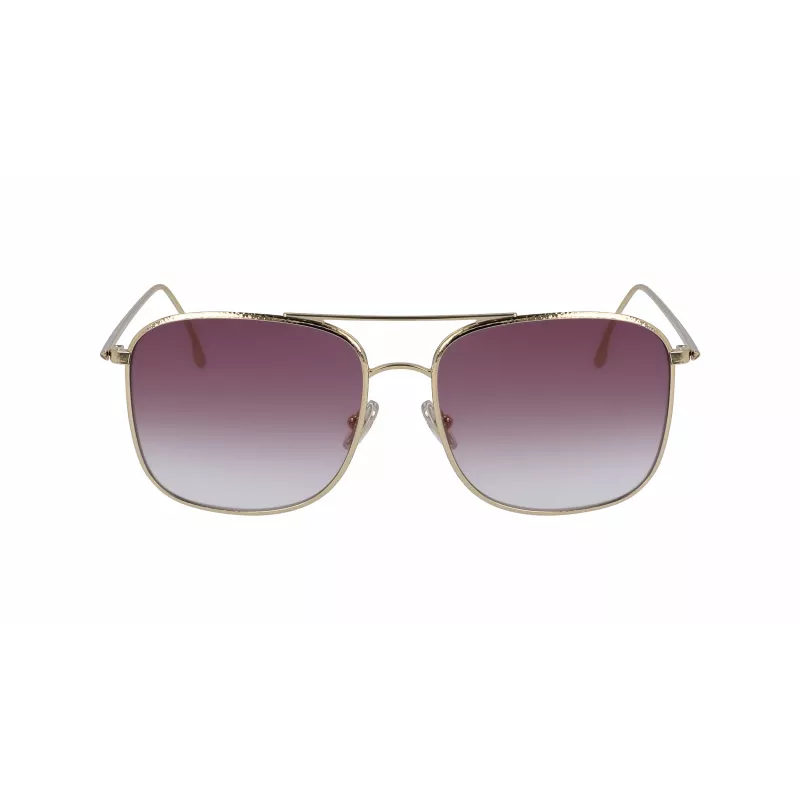 Victoria Beckham VB202S-712 Gafas de sol de mujer extragrandes cuadradas, montura de metal dorado, lentes marrones degradadas, 59 mm