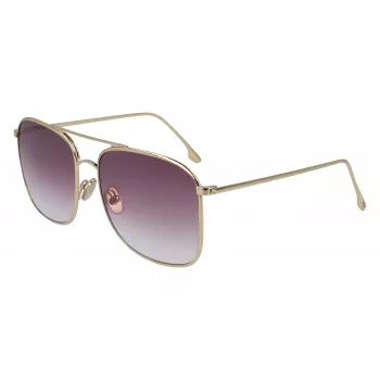 Victoria Beckham VB202S-712 Gafas de sol de mujer extragrandes cuadradas, montura de metal dorado, lentes marrones degradadas, 59 mm