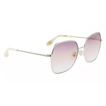 Victoria Beckham VB223S-728 Gafas de sol para mujer Montura metálica dorada Lentes marrones degradadas 56mm
