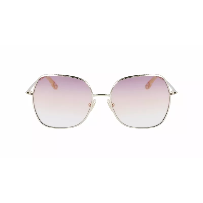 Victoria Beckham VB223S-728 Gafas de sol para mujer Montura metálica dorada Lentes marrones degradadas 56mm