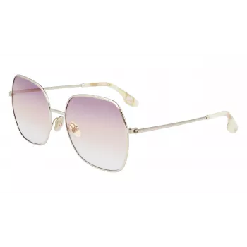Victoria Beckham VB223S-728 Gafas de sol para mujer Montura metálica dorada Lentes marrones degradadas 56mm