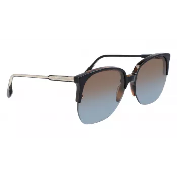 Gafas de sol de mujer Victoria Beckham VB617S-005 extragrandes cuadradas, montura negra brillante, lentes grises, 63/15/140 mm