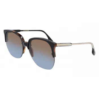 Gafas de sol de mujer Victoria Beckham VB617S-005 extragrandes cuadradas, montura negra brillante, lentes grises, 63/15/140 mm