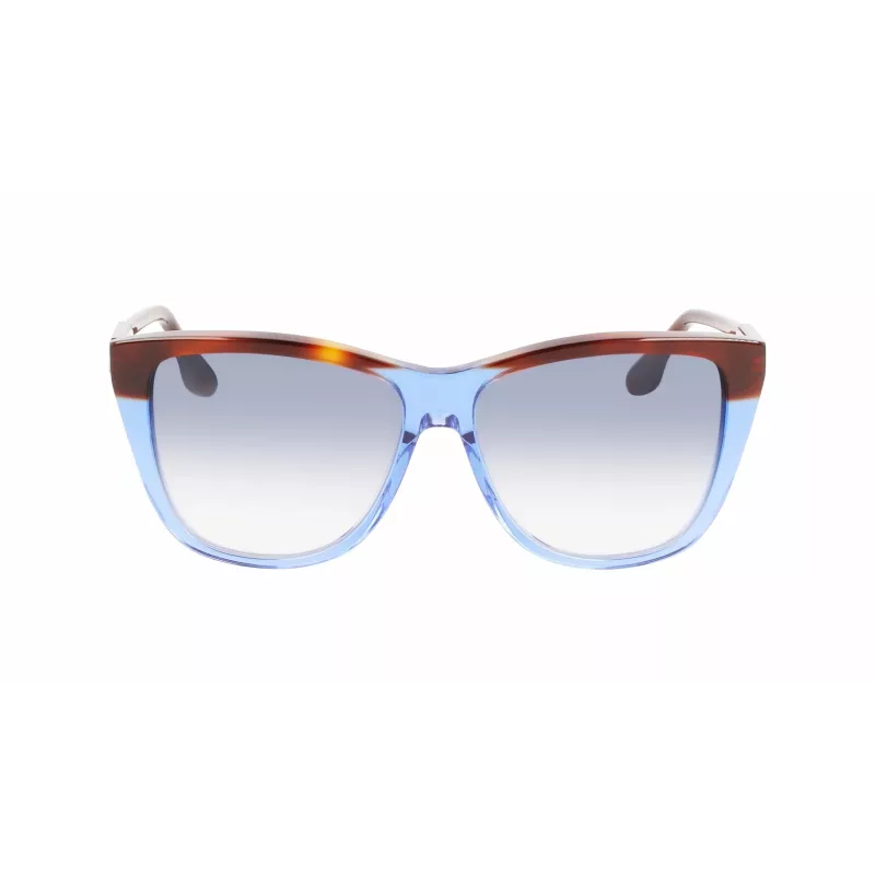 Victoria Beckham VB639S-418 Gafas de sol de mujer extragrandes cuadradas - Montura de acetato azul oscuro con lentes grises degradadas
