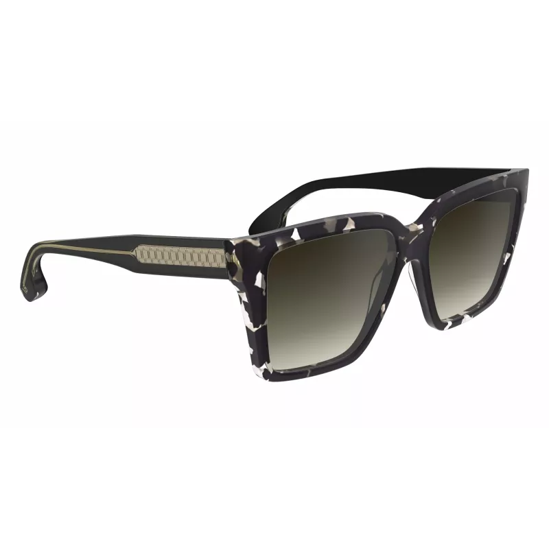 Victoria Beckham VB672S5715010 Gafas de sol cuadradas oversize de mujer - Montura de acetato negra, lentes de policarbonato grises, 57/15/140 mm