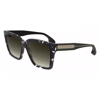 Victoria Beckham VB672S5715010 Gafas de sol cuadradas oversize de mujer - Montura de acetato negra, lentes de policarbonato grises, 57/15/140 mm