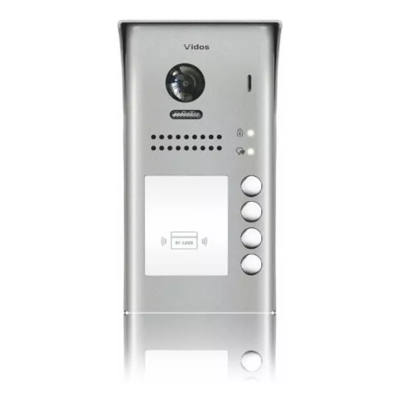 VIDOS Duo S1104A Placa de calle para cuatro viviendas, acero inoxidable, montaje en superficie, 2 hilos, IP65