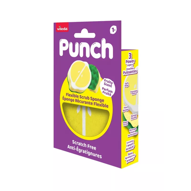 Vileda Punch limpiador flexible con esponja, Limón, 1 ud.