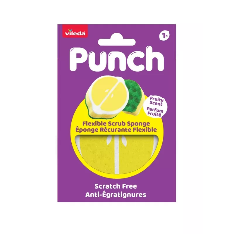 Vileda Punch limpiador flexible con esponja, Limón, 1 ud.