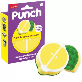 Vileda Punch limpiador flexible con esponja, Limón, 1 ud.