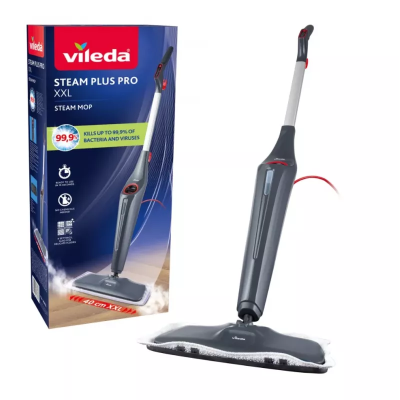 Vileda Steam Plus XXL Pro fregona a vapor con 2 mopas de microfibra adicionales
