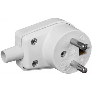 VIPLAST 220-01 conector macho de red acodado 16A 250V IP20 blanco