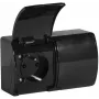 Toma doble VIPLAST KOALA con contacto de protección y tapa abatible, negra, IP44, 16A, 230V, 2 tomas