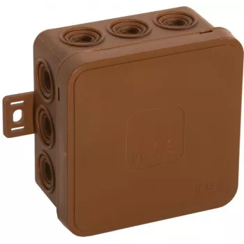 Caja de derivación de superficie VIPLAST V5 Klik, vacía, 12 entradas de cable, marrón, IP54, 75x75x41 mm, 035-02