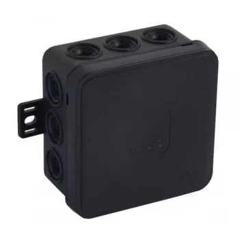 Caja de superficie vacía VIPLAST V5 Klik, 12 entradas de cable, IP54, negra, 75x75x41 mm, 035-05